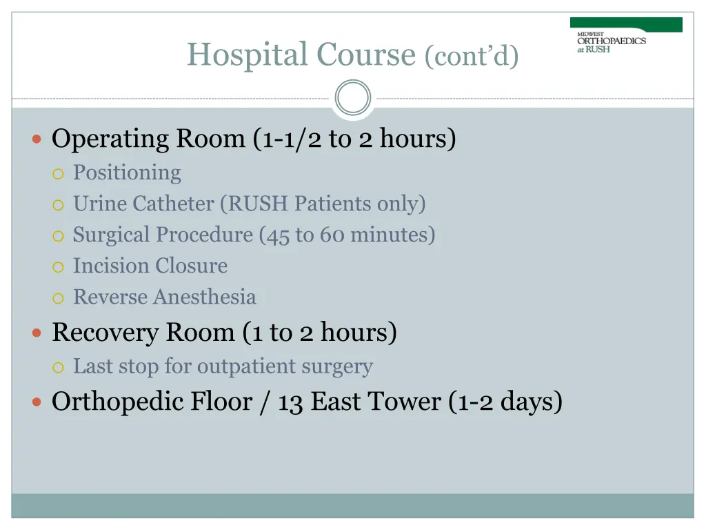 hospital course cont d