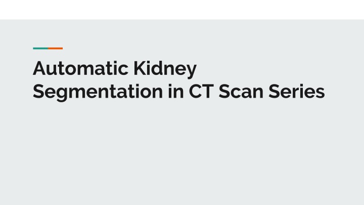 automatic kidney segmentation in ct scan series