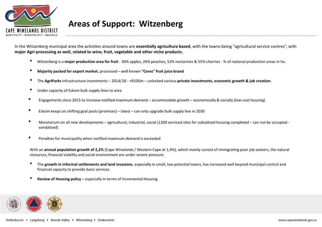 areas of support witzenberg