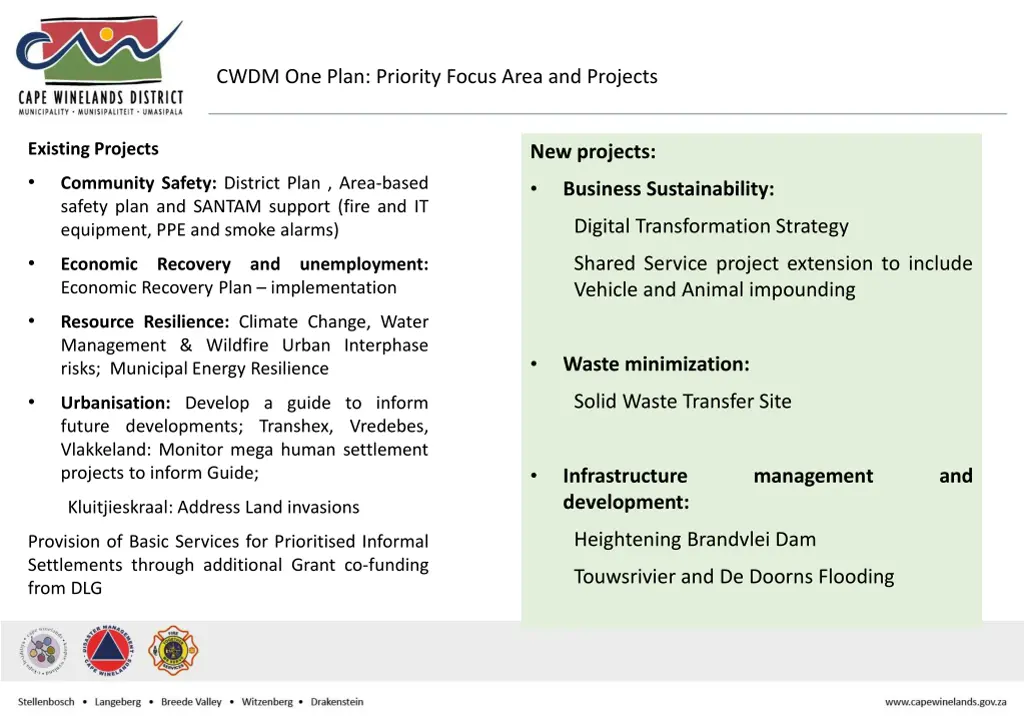 cwdm one plan priority focus area and projects 1