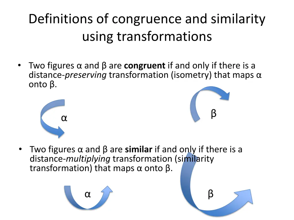 definitions of congruence and similarity using