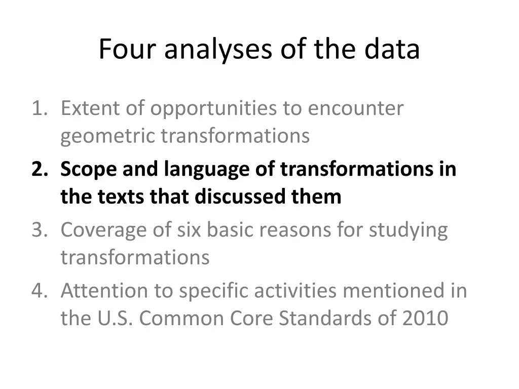 four analyses of the data 1