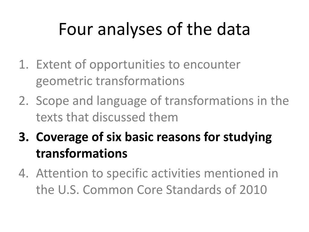 four analyses of the data 2