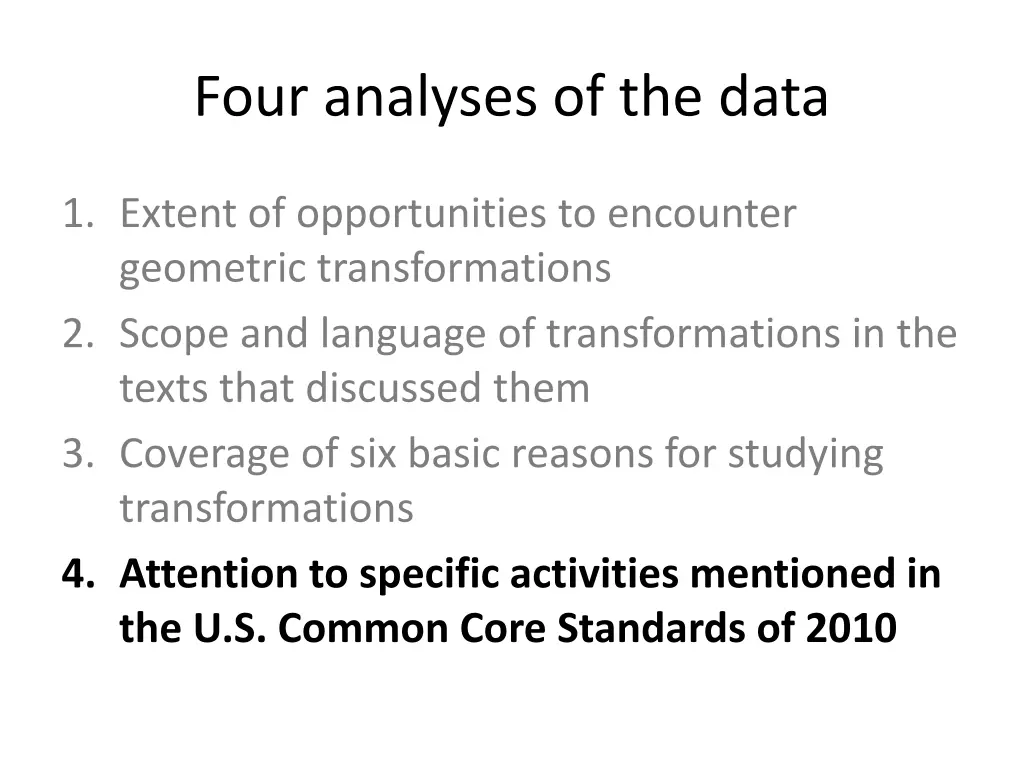 four analyses of the data 3