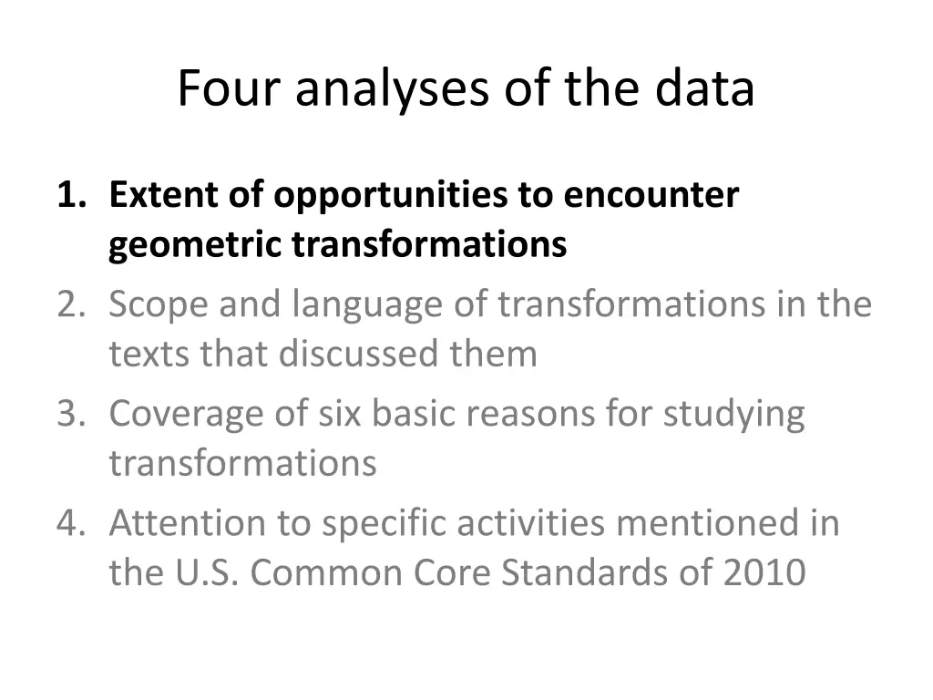four analyses of the data