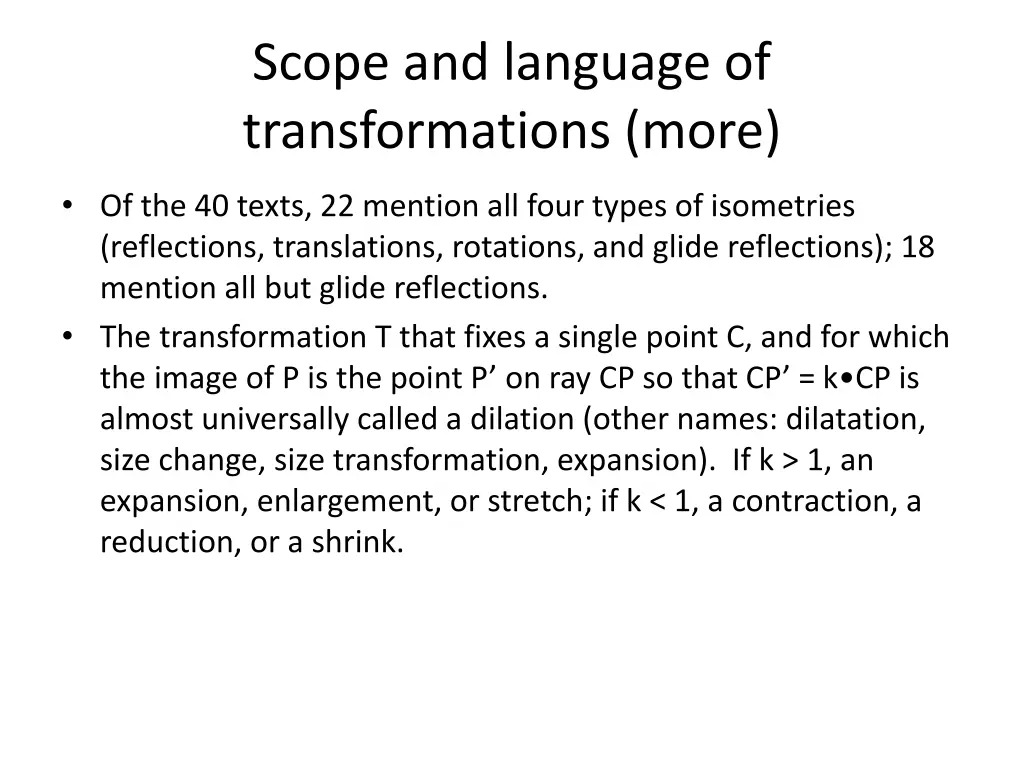 scope and language of transformations more