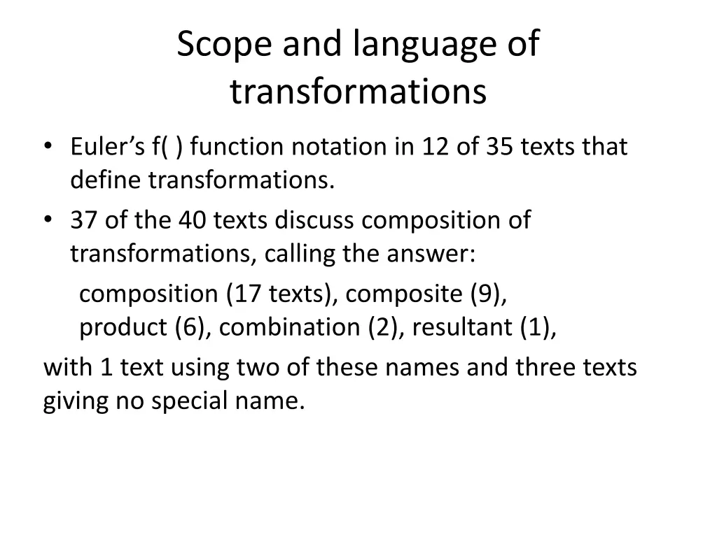 scope and language of transformations