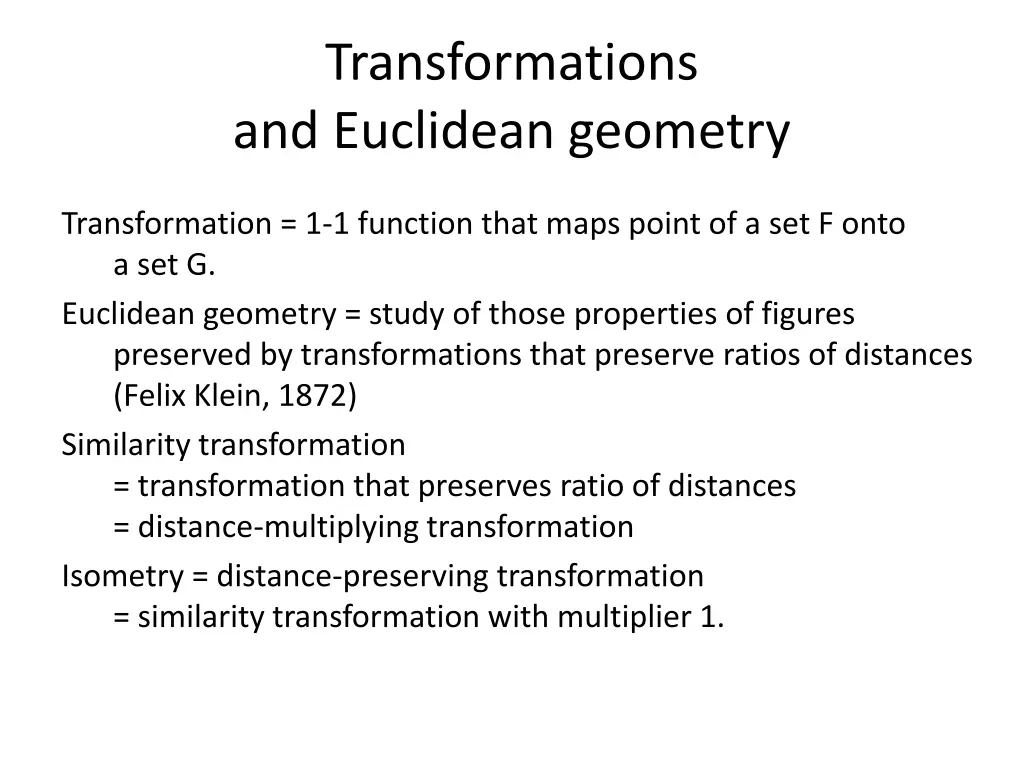 transformations and euclidean geometry