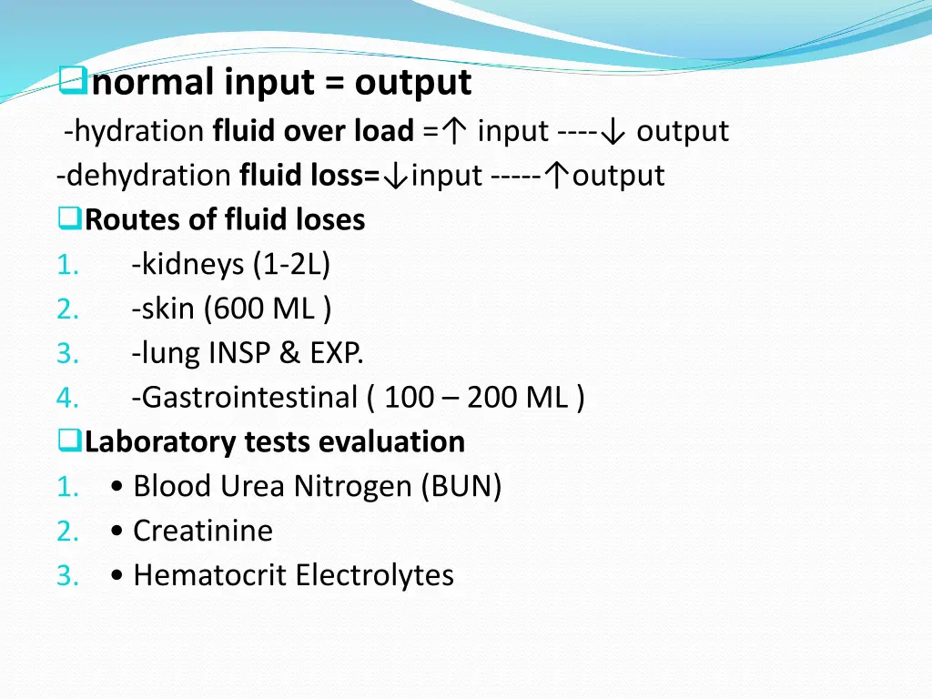 normal input output hydration fluid over load