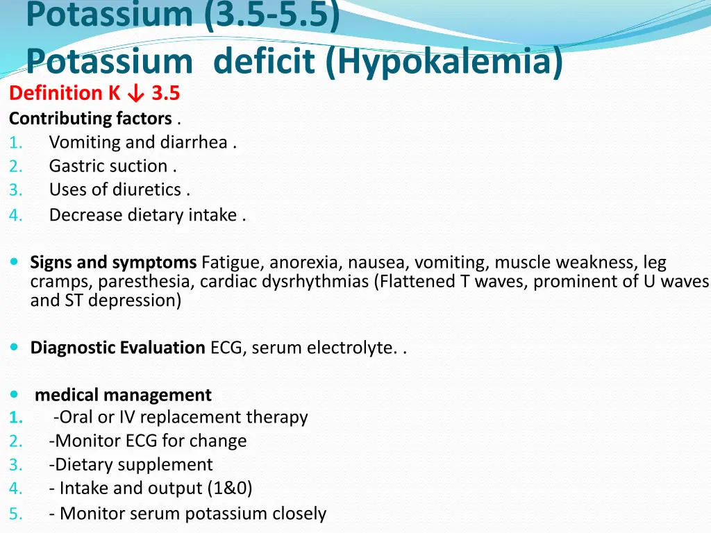 potassium 3 5 5 5 potassium deficit hypokalemia