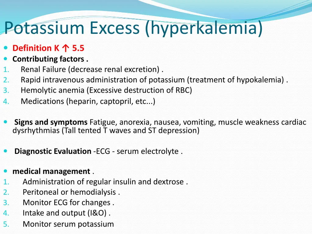 potassium excess hyperkalemia