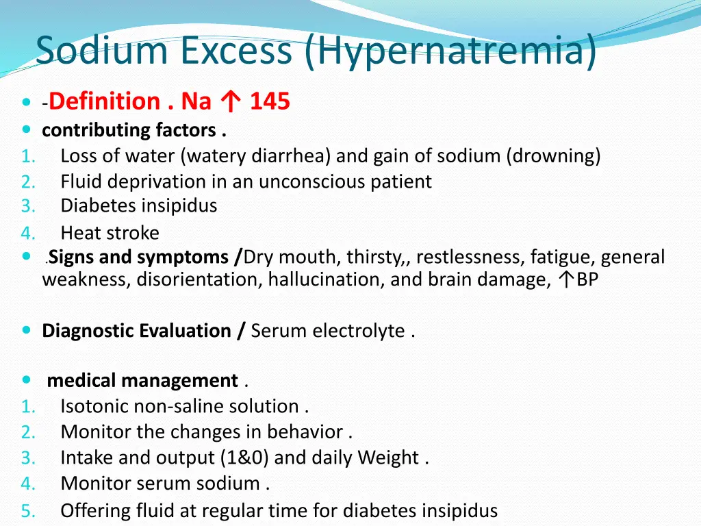 sodium excess hypernatremia