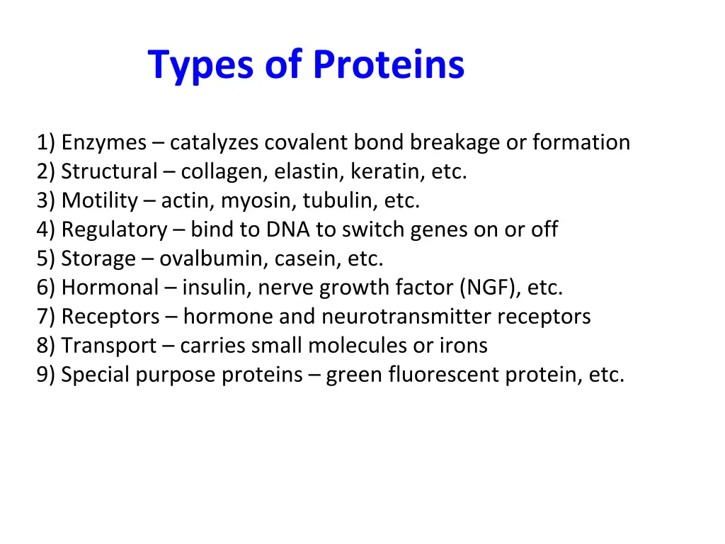 types of proteins