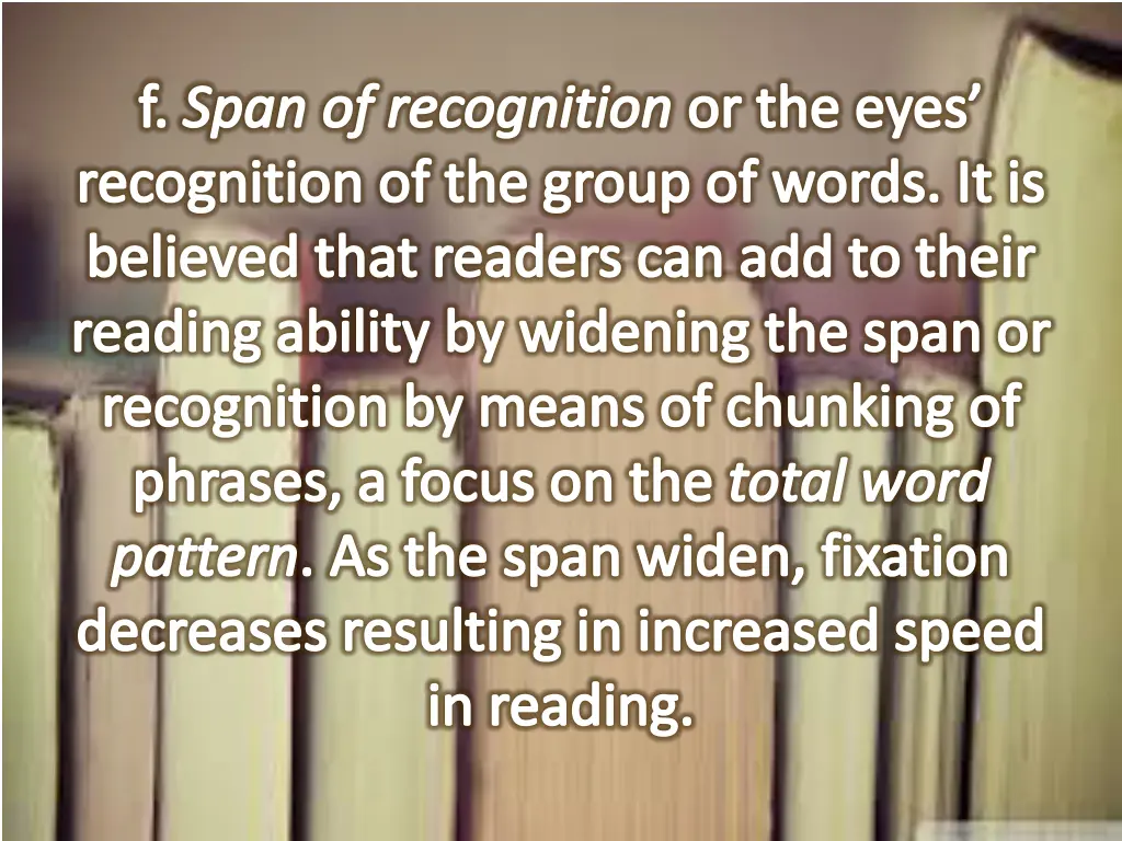 f span of recognition or the eyes recognition