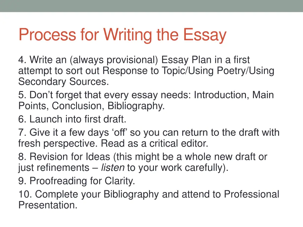 process for writing the essay