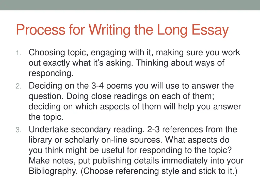 process for writing the long essay