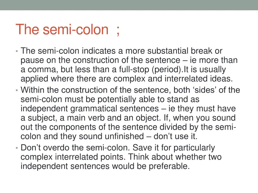 the semi colon