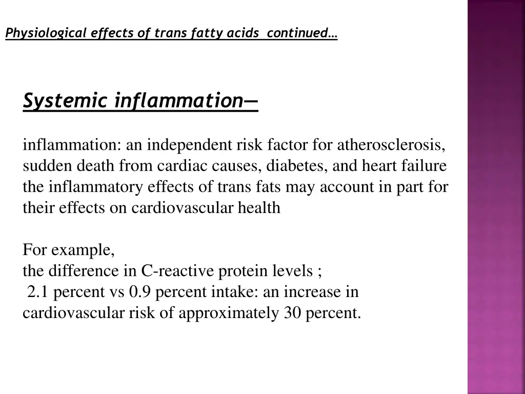 physiological effects of trans fatty acids 1