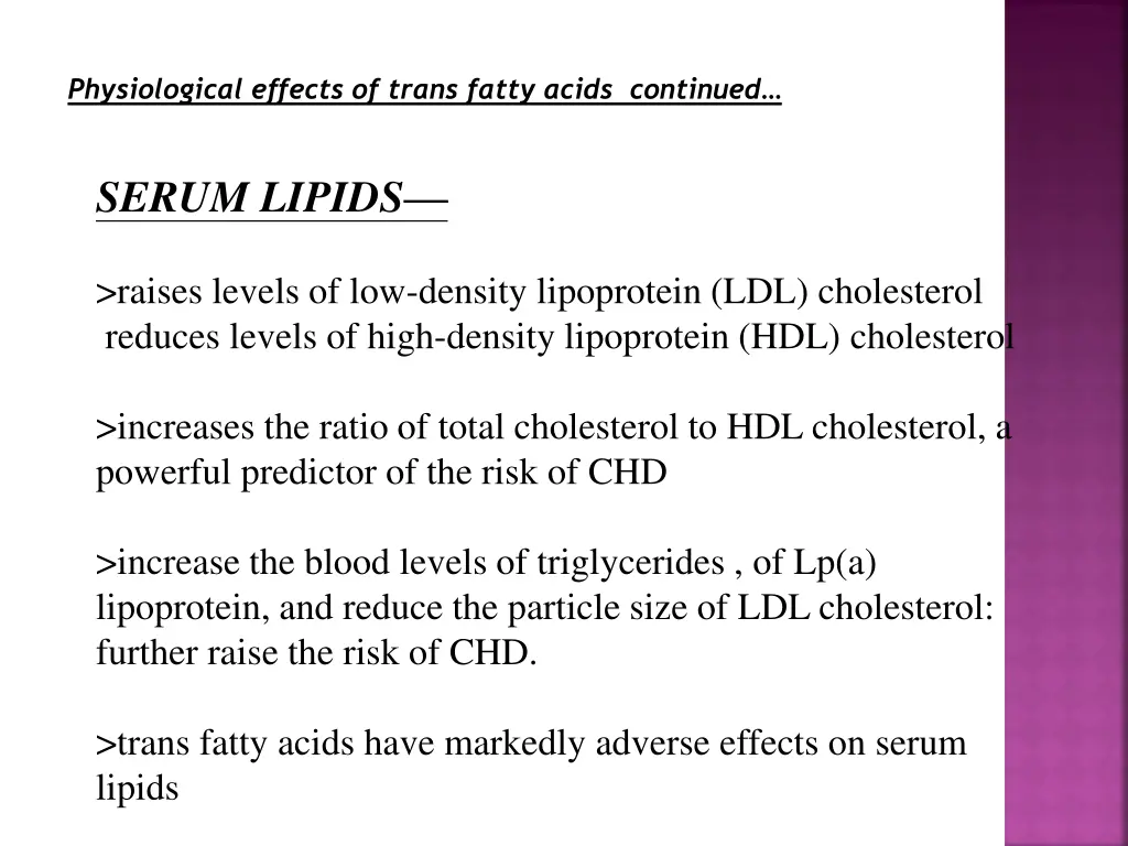 physiological effects of trans fatty acids