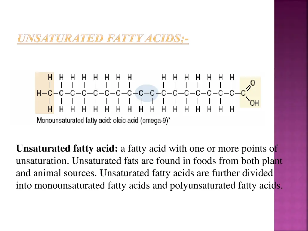 unsaturated fatty acids