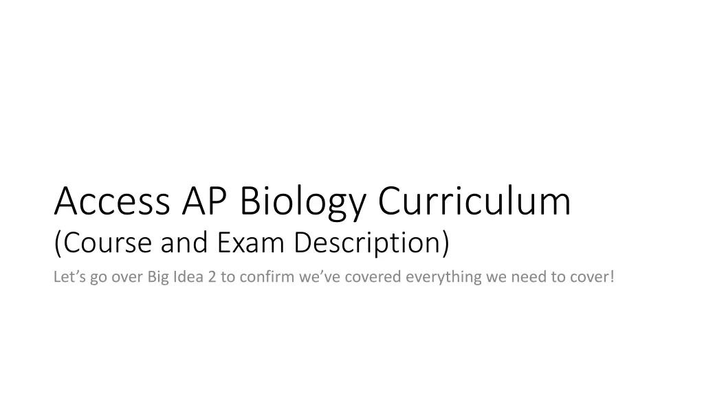 access ap biology curriculum course and exam