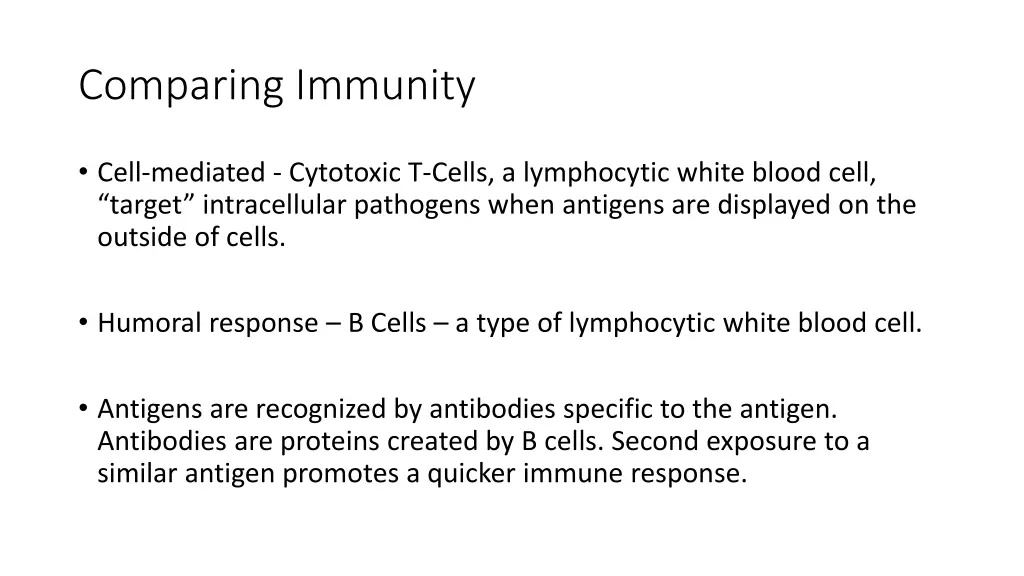 comparing immunity