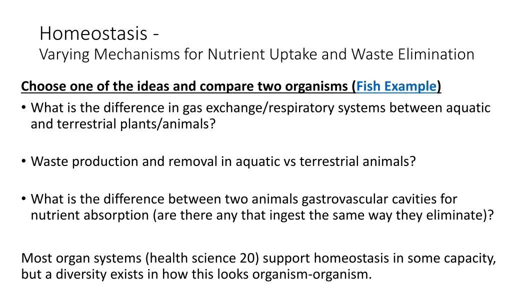 homeostasis varying mechanisms for nutrient