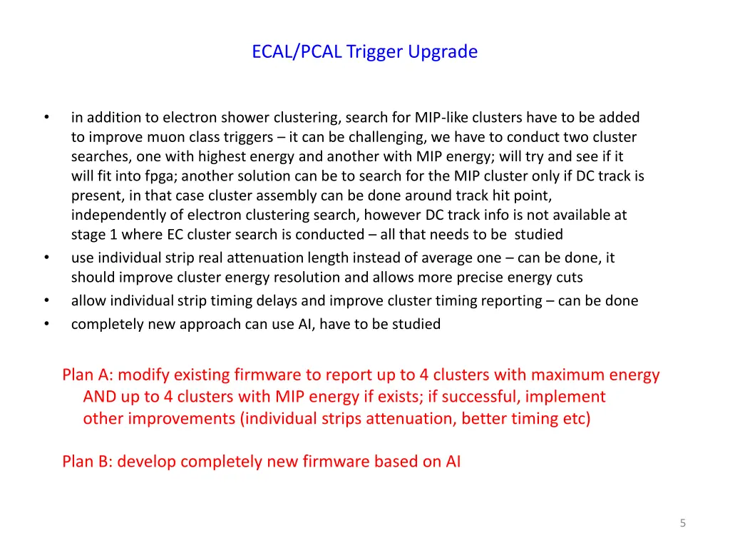 ecal pcal trigger upgrade