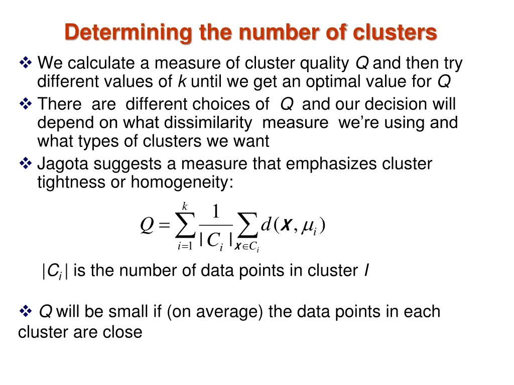 determining the number of clusters we calculate