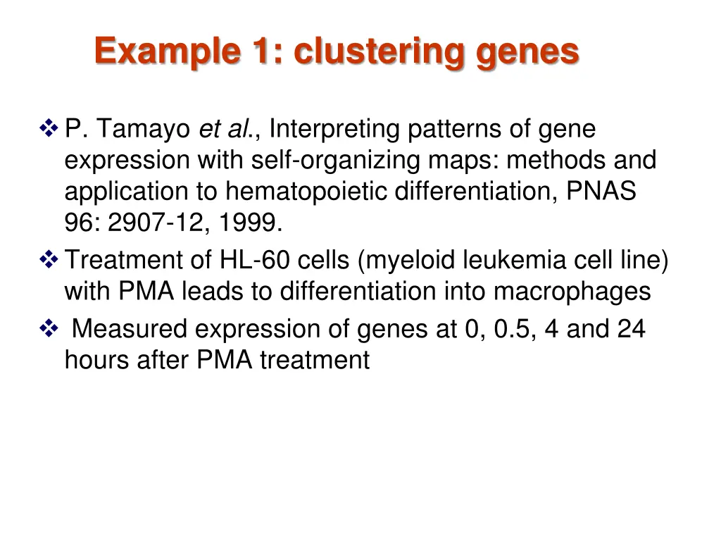 example 1 clustering genes