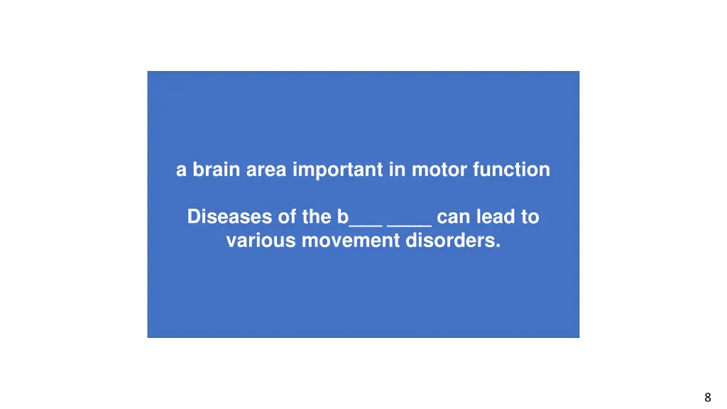 a brain area important in motor function