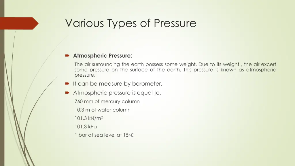 various types of pressure