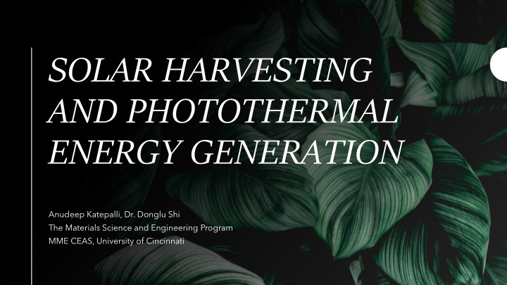 solar harvesting and photothermal energy