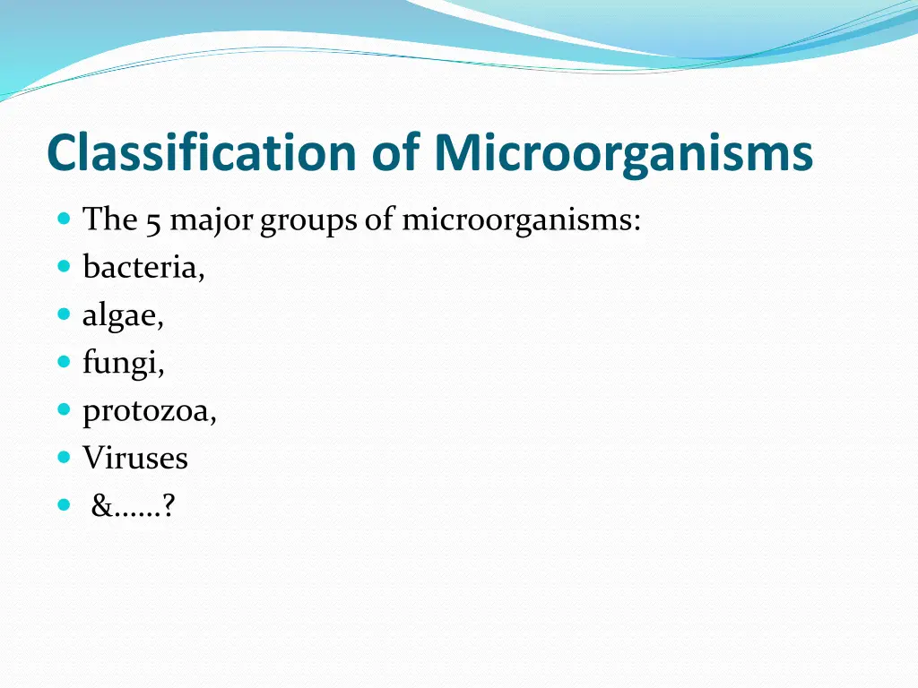 classification of microorganisms
