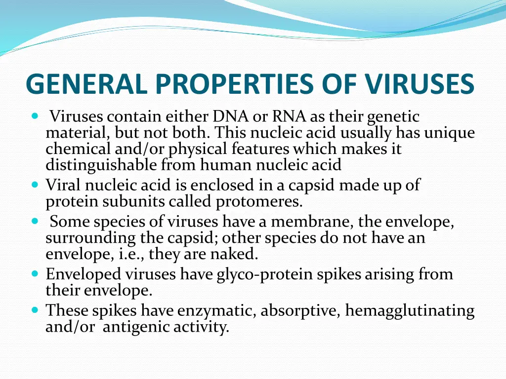 general properties of viruses viruses contain