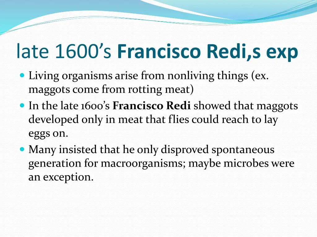 late 1600 s francisco redi s exp