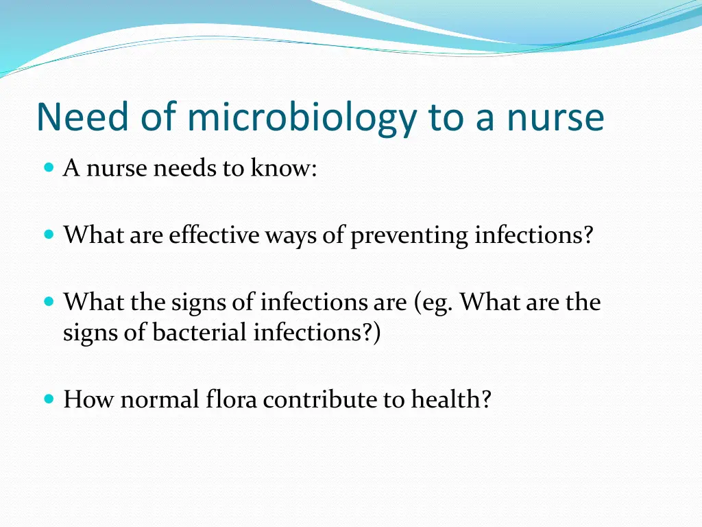 need of microbiology to a nurse