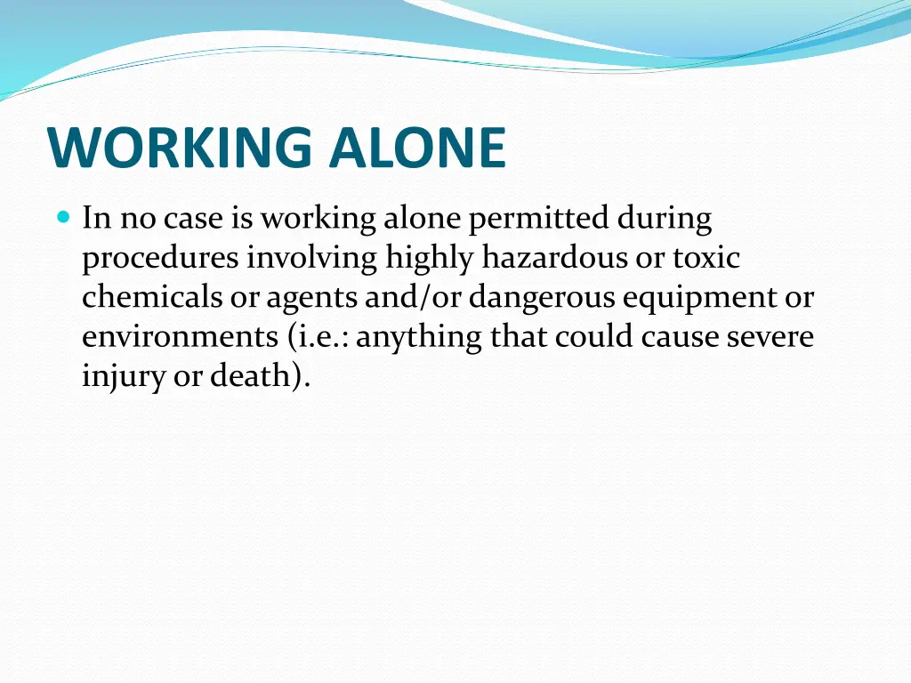 working alone
