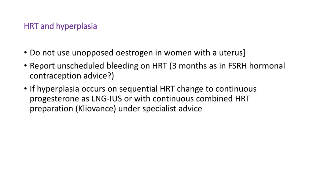 hrt and hyperplasia hrt and hyperplasia