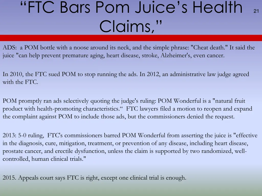 ftc bars pom juice s health claims