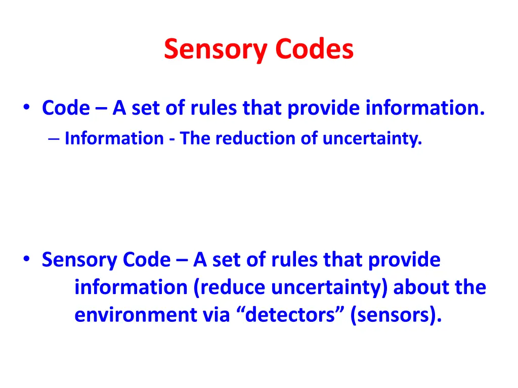 sensory codes