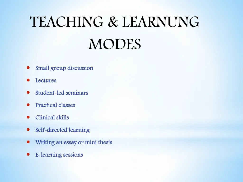 teaching learnung modes