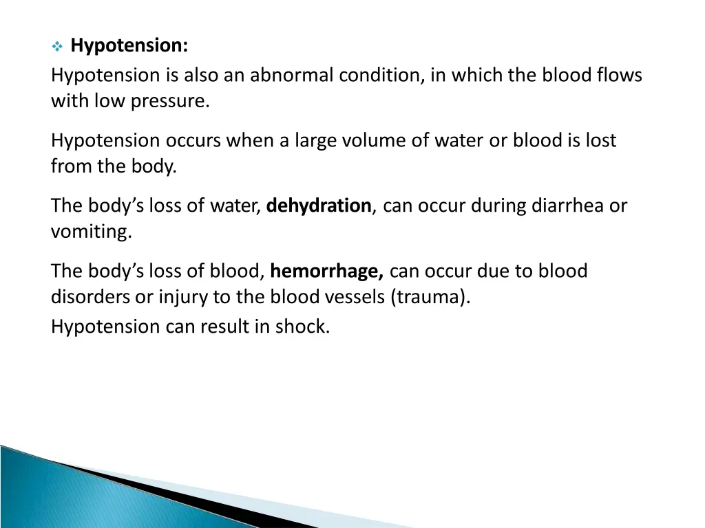 hypotension hypotension is also an abnormal