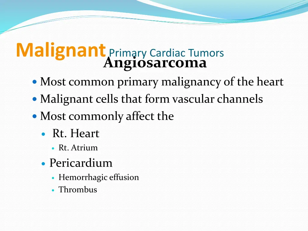 malignant primary cardiac tumors angiosarcoma