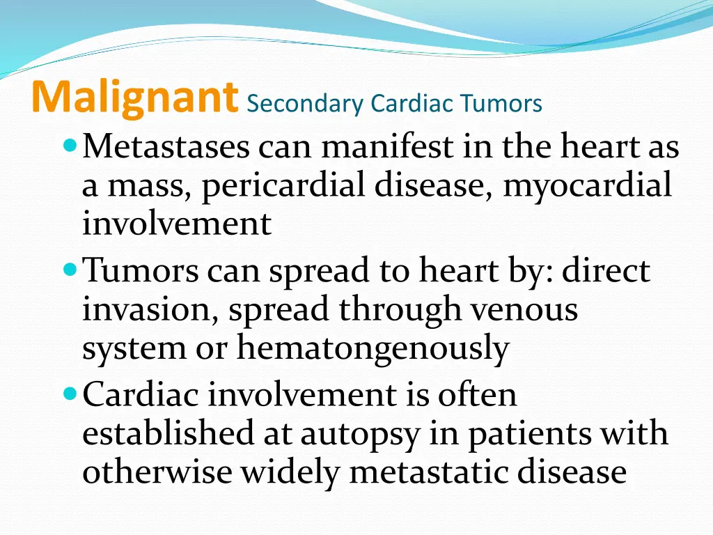malignant secondary cardiac tumors metastases