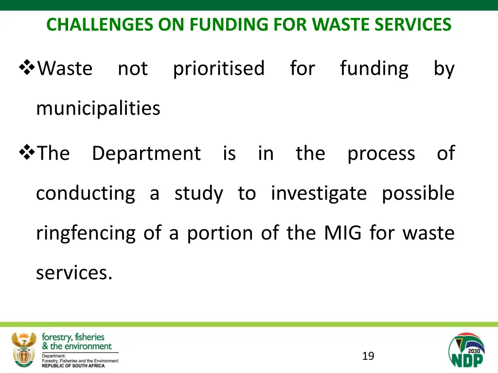 challenges on funding for waste services