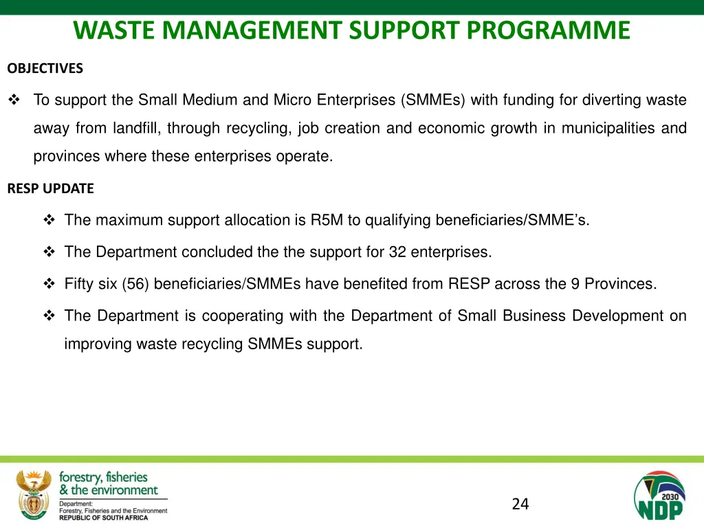 waste management support programme