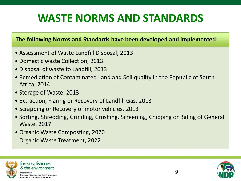 waste norms and standards