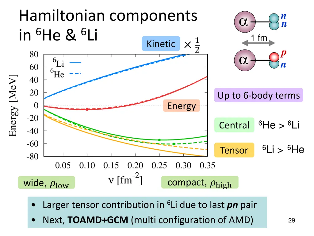 hamiltonian components in 6 he 6 li