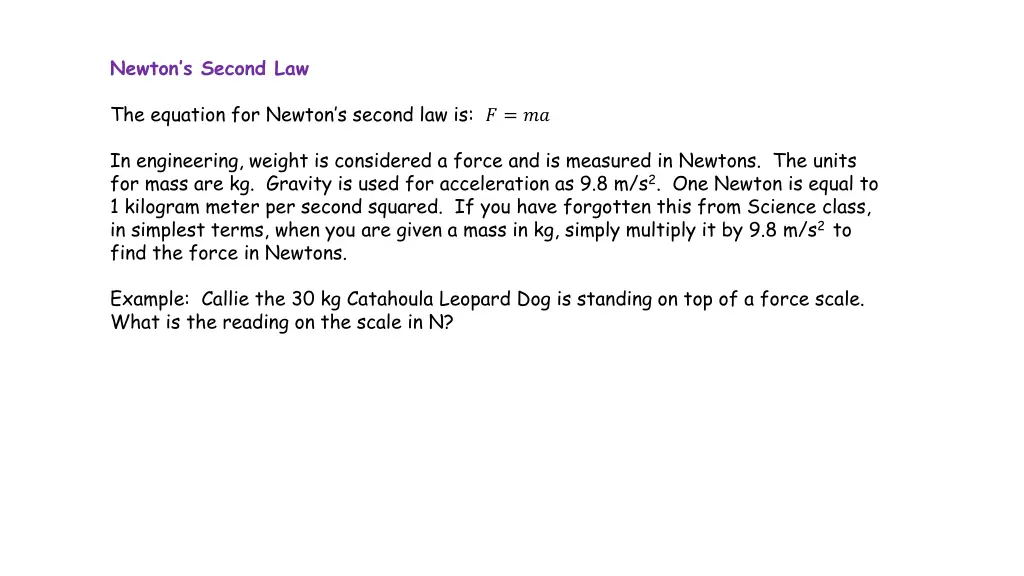 newton s second law